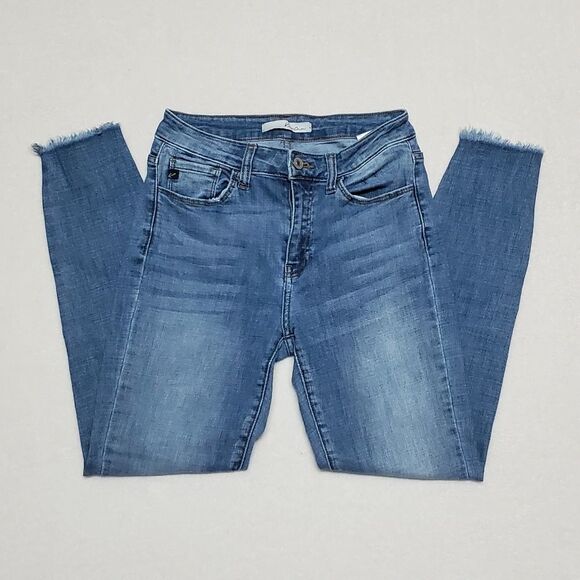 KANCAN Women's Mid Rise Distressed Ankle Skinny Jeans Raw Cut Summer Collection - Picture 5 of 14